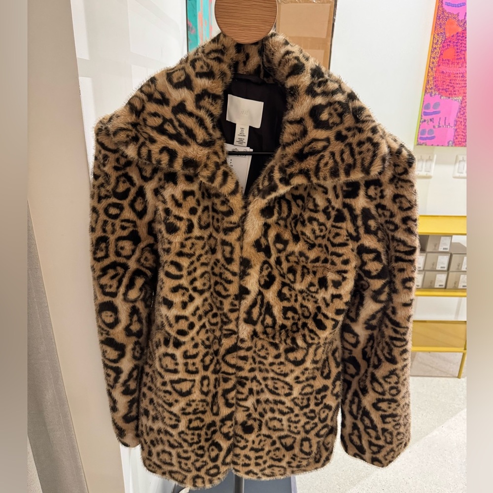 H&M Animal Print Faux Fur Jacket